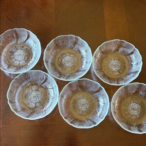 Vintage Arcoco France Fleur 6” Glass Dessert Plate set of 6